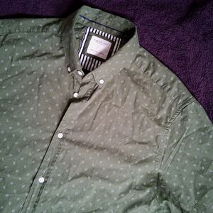 Cactus Man Ricky Singh Button Up Shirt Mens Large Green Geometric Pattern